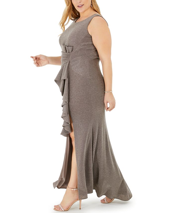Betsy & Adam Plus Size Ruffled Glitter Gown & Reviews - Dresses - Plus Sizes - Macy's