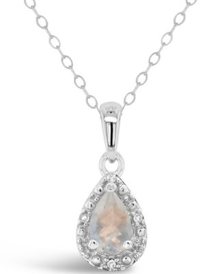 Gemstone and Diamond Accent Pendant Necklace in Sterling Silver