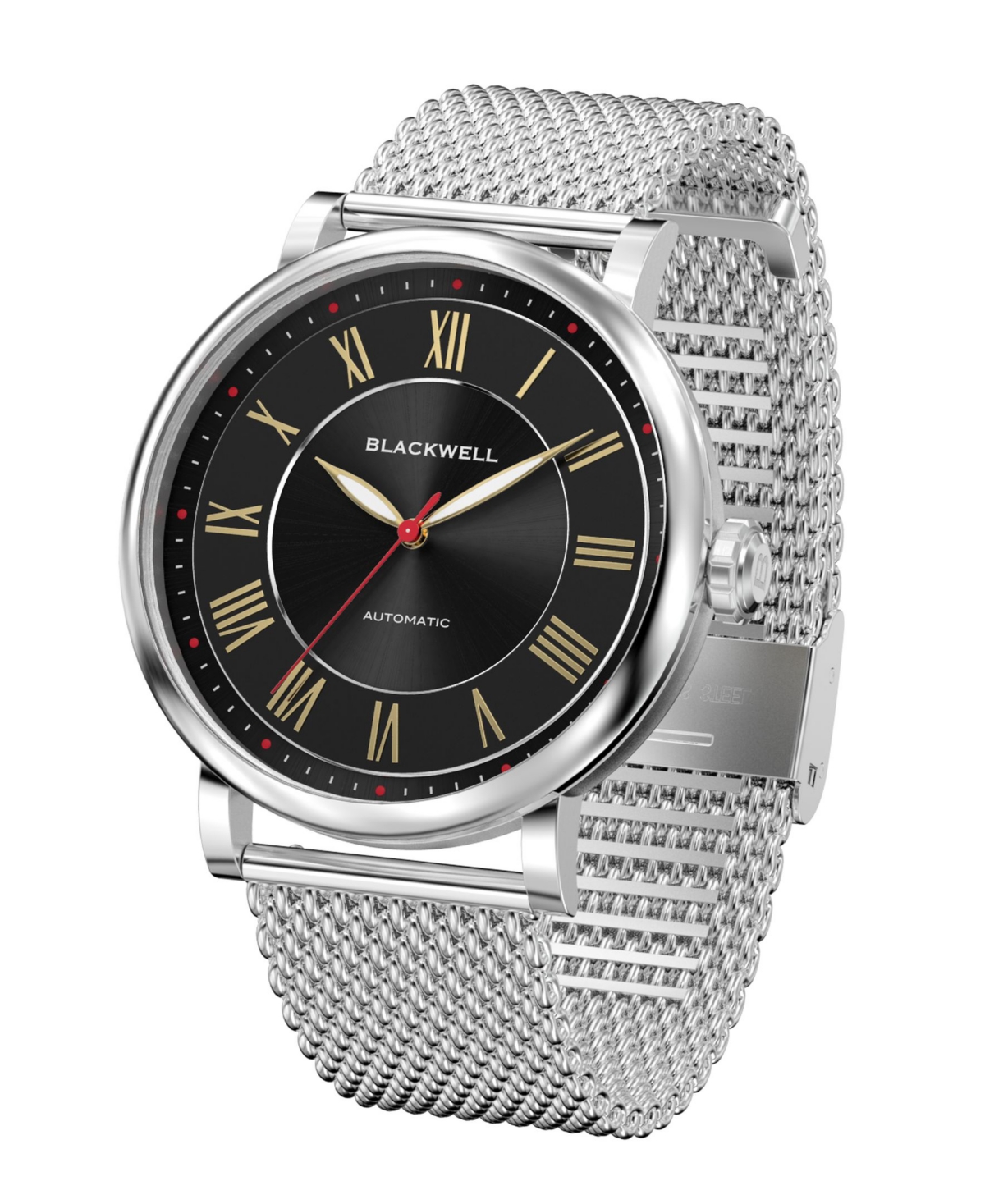 Blackwell Sunray Black Dial withTone Steel andTone Steel Mesh Watch 44 mm - Silver