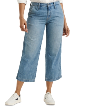 image of Lucky Brand Mid-Rise Wide-Leg Cropped Jeans