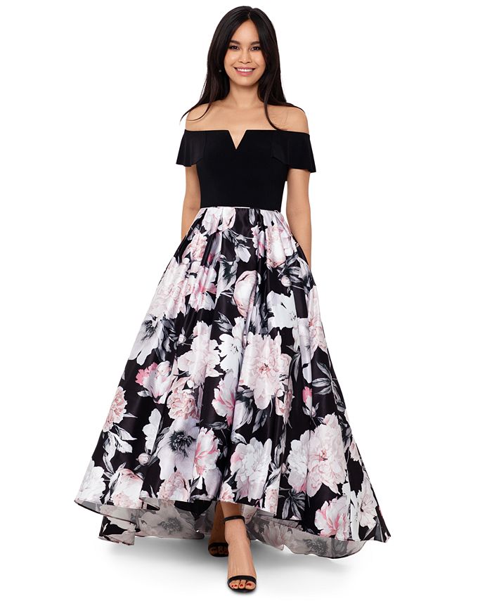Betsy Adam Floral Print High Low Ball Gown Macy s