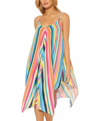 Bleu by Rod Beattie - Striped Handkerchief-Hem Swim Cover-Up
