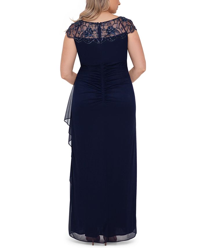 XSCAPE Plus Size Embellished Illusion Gown - Macy's