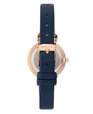 Women's Navy Blue Leather Strap Watch 30mm