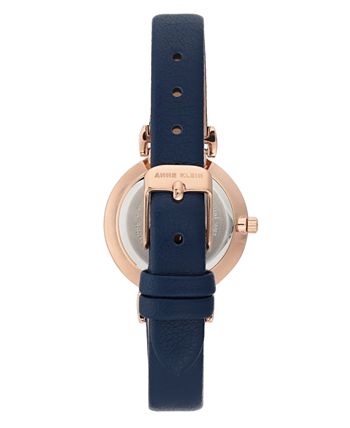 Anne Klein - Women's Navy Blue Leather Strap Watch 30mm