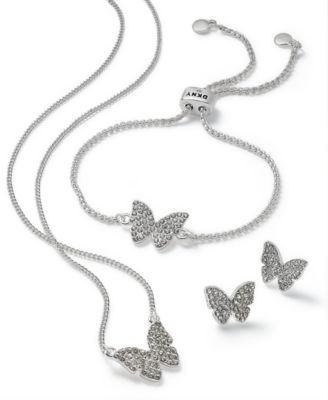 Silver Tone Pave Butterfly Jewelry Separates