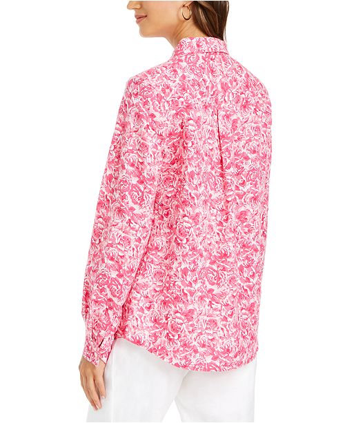 Charter Club Petite Printed Ruffle Sleeve Top