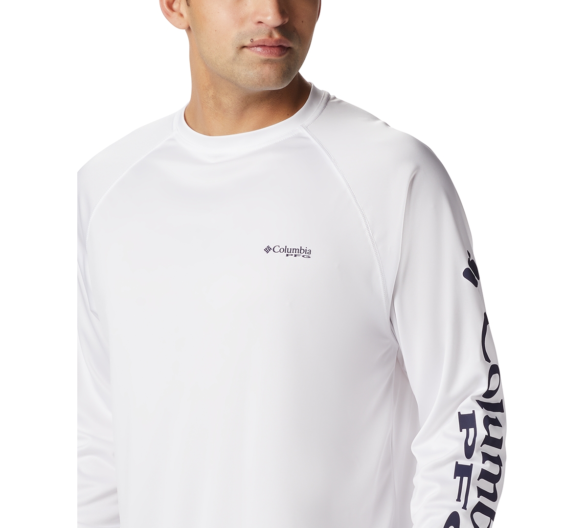 Columbia Pfg Men's Terminal Tackle Upf 50 Quick Dry Shirt In White,nightshade Logo