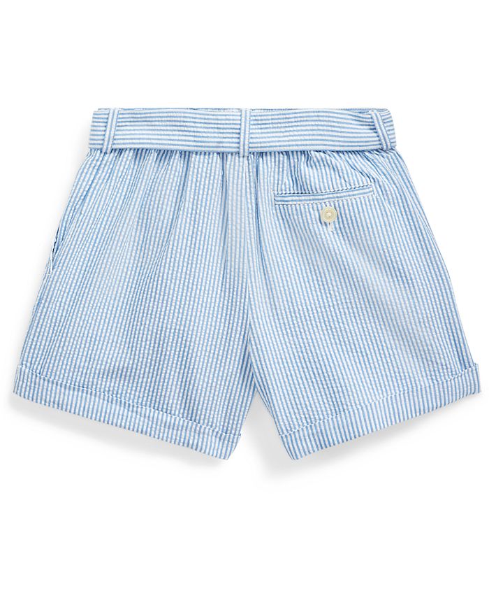 Polo Ralph Lauren Big Girls Belted Cotton Seersucker Shorts - Macy's