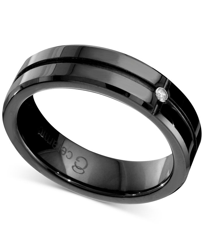 Macy's - Men's Diamond Accent Band in Black Ceramic