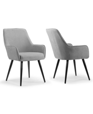 Shop Glamour Home Set Of 2 Amir Dining Chair With Metal Legs And Square Arms In Gray