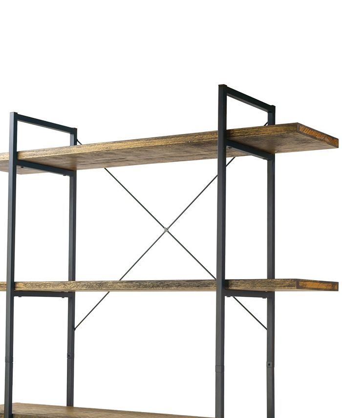 Glamour Home Amrit Wood Shelf Metal Frame Etagere Bookcase FiveShelf