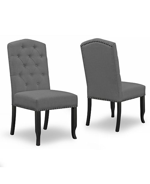 Glamour Home Set Of 2 Aleeya Fabric Dining Chair With Tufted