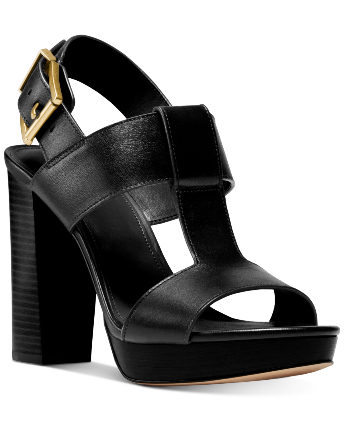 Shop Michael Kors Michael  Women's Becker T-strap Slingback Sandals In Black