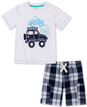 Kids Headquarters Baby Boys 2-Pc Textured Jeep T-Shirt & Yarn-Dyed Plaid Shorts Set