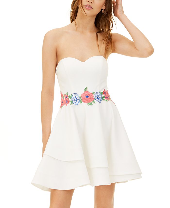 B Darlin Juniors Strapless Embroidered Fit Flare Dress Macy s