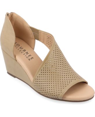 Women's Aretha Perforated Peep Toe Wedge Sandals