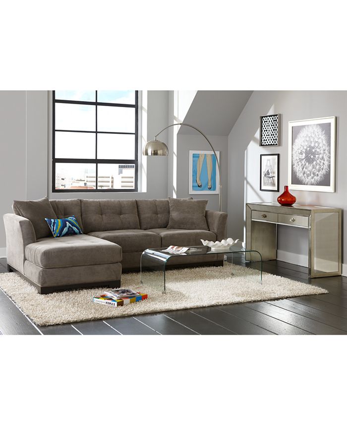 Furniture Elliot Fabric Microfiber 3Piece Chaise Sectional Sofa