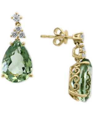 image of Effy Green Quartz (11-1/3 ct. t.w.) & Diamond (1/3 ct. t.w.) Drop Earrings in 14k Gold