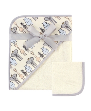 Hudson Baby Baby Girls and Boys Safari Hooded Towel and Washcloth Pack of 2
