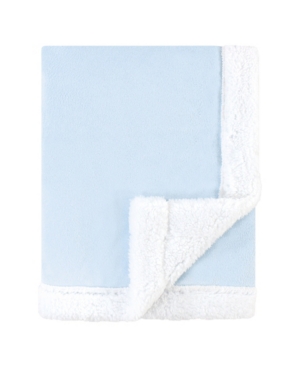 Hudson Baby Baby Boys Plush Blanket with Sherpa Binding and Back