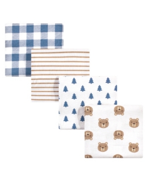 Hudson Baby Baby Boys Little Bear Flannel Receiving Blankets Pack of 4