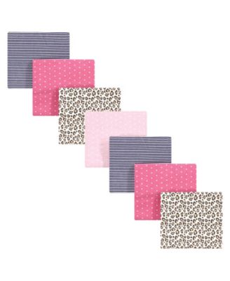 Hudson Baby Girls Soft Cotton Flannel Baby Wraps 7 Piece Set - Leopard 31$
