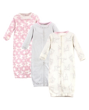 Touched by Nature Baby Girls Bird Zipper Gowns Pack of 3