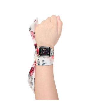 Posh Tech Men's and Women's Apple Multi Colored Scarf Silk Leather Replacement Band 40mm