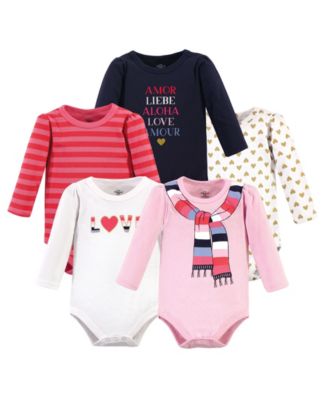 Little Treasure Baby Girls Treasure 5Pk Long Sleeve Bodysuits - Cozy scarf 30$