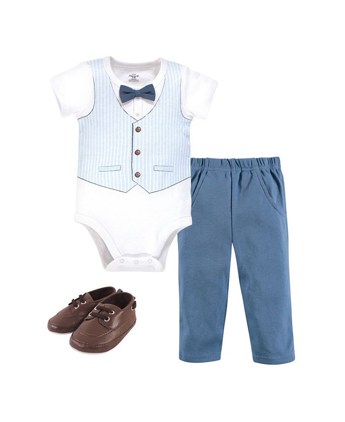 Little Treasure Baby Boys Bodysuit, Pant and Shoe Set, Pack of 3 - Macy's