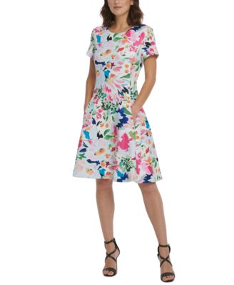 DKNY - Floral-Print Fit & Flare Dress