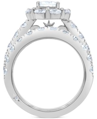 Certified Diamond Emerald Halo Bridal Set (4 ct. t.w.) in 18k White, Yellow or Rose Gold