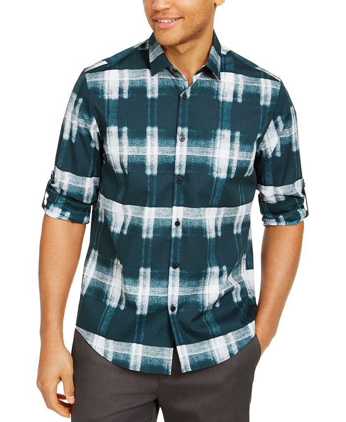 Alfani Men's Boris Plaid Cotton Shirt, Created for Macy's Macy's