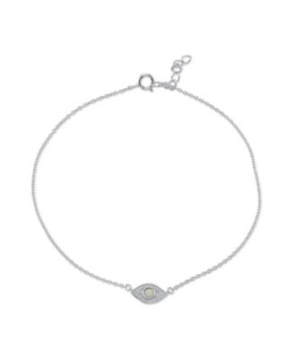 Unwritten - Silver Plated White Opal and Clear CZ Evil Eye Anklet