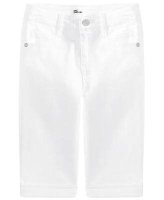 mens white distressed denim shorts