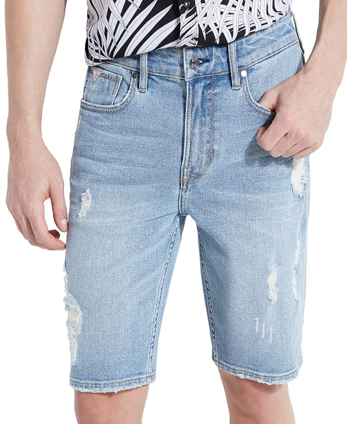 GUESS Distressed Slim Denim Shorts - Macy's