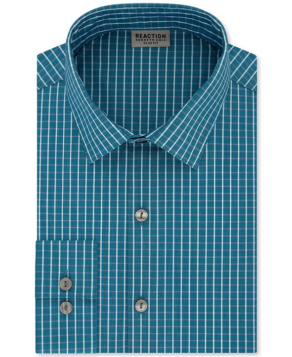 Kenneth Cole Reaction Men's Flex Slim-Fit Stretch Printed Blue Size 16x32-33