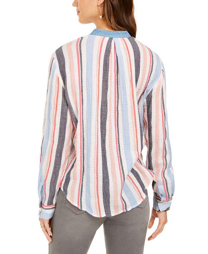 Style & Co Striped Textured Top, Created for Macy's & Reviews - Tops ...