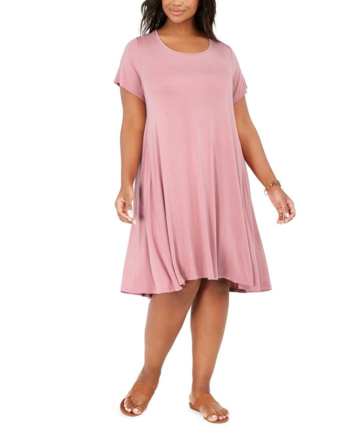 Style & Co Plus Size Short-Sleeve Swing Dress, Created for Macy's ...