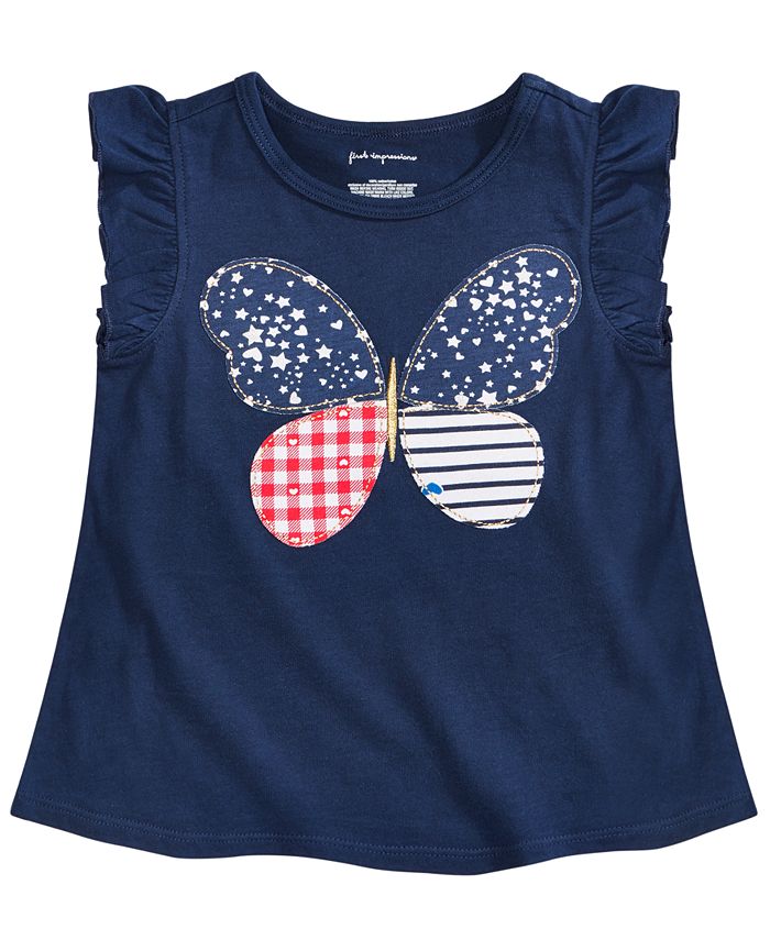 First Impressions Baby Girls Cotton Butterfly Flutter Sleeve T