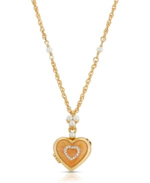 image of 2028 Enamel Heart Locket with Station Chain