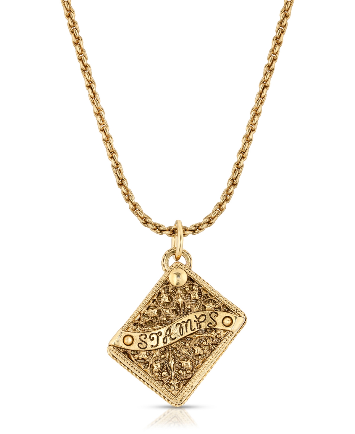 2028 Stampholder Locket Pendant Necklace In Gold-tone