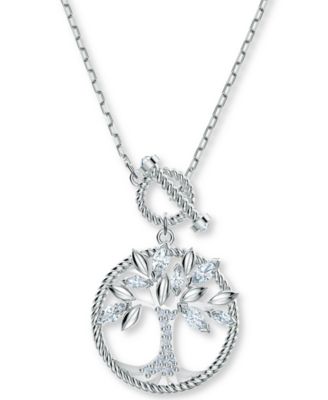Swarovski - Silver-Tone Crystal Tree of Life 17-5/8" Pendant Necklace