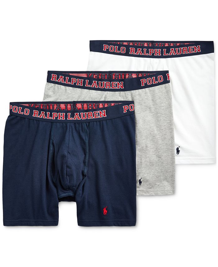 Polo Ralph Lauren Men's 3-Pack Breathable Mesh Boxer Brief Underwear ...