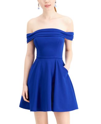 City Studios - Juniors' Off-The-Shoulder Skater Dress