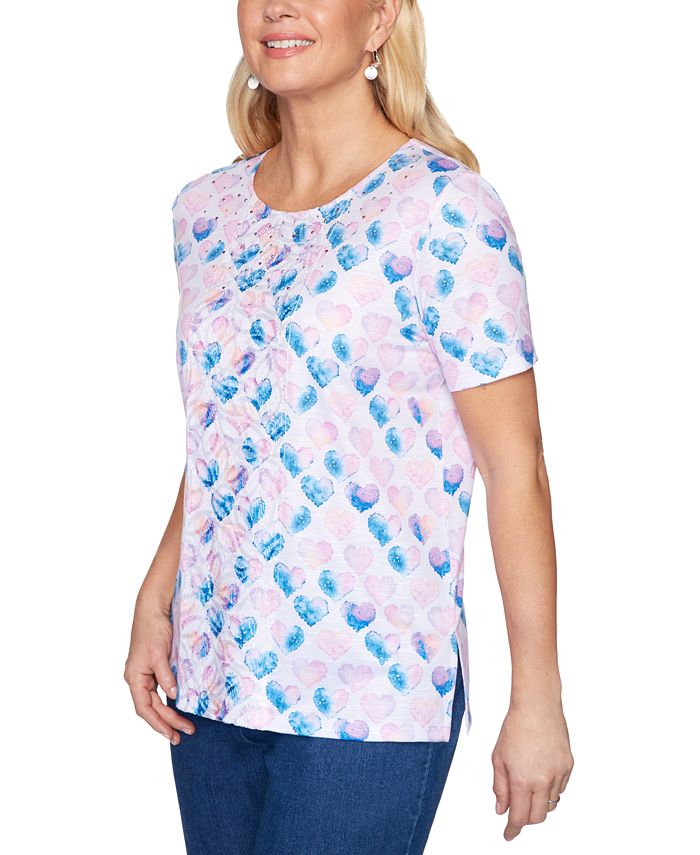 Alfred Dunner Petal Pushers Petite HeartPrint Top Macy's