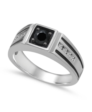 image of Men-s Black & White Diamond (1 ct. t.w.) Ring in 10K White Gold