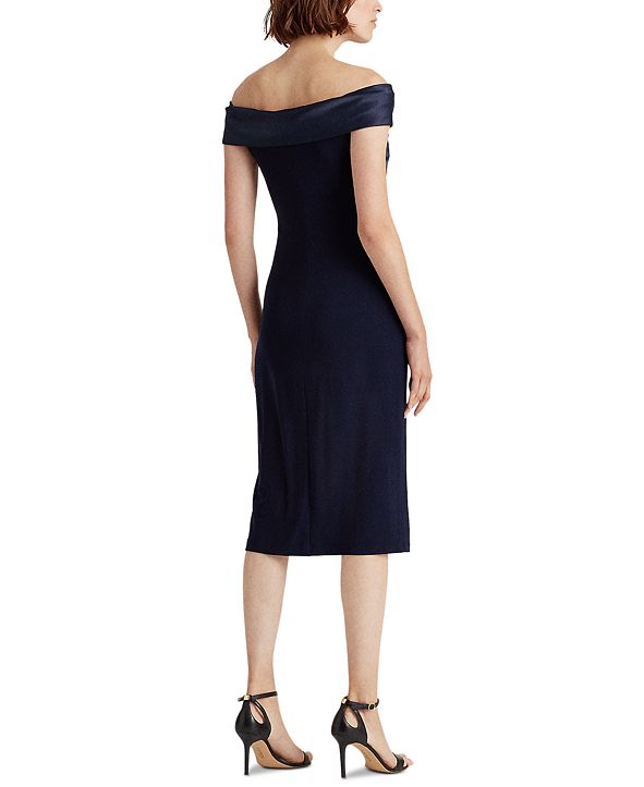 off the shoulder jersey gown la femme