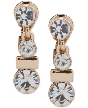image of Anne Klein Gold-Tone Crystal Bezel Clip-On Drop Earrings
